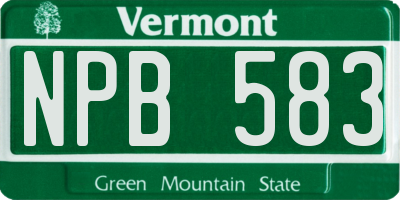 VT license plate NPB583