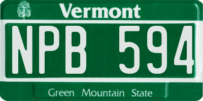 VT license plate NPB594