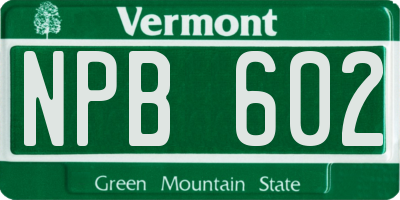 VT license plate NPB602