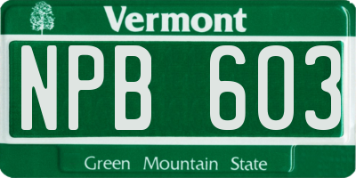 VT license plate NPB603