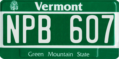 VT license plate NPB607