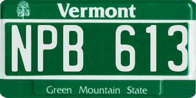 VT license plate NPB613