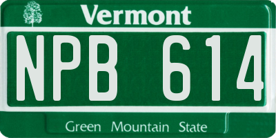 VT license plate NPB614