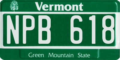 VT license plate NPB618