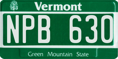 VT license plate NPB630