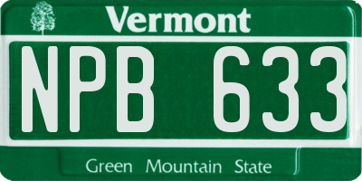 VT license plate NPB633
