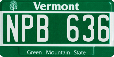 VT license plate NPB636
