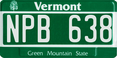 VT license plate NPB638