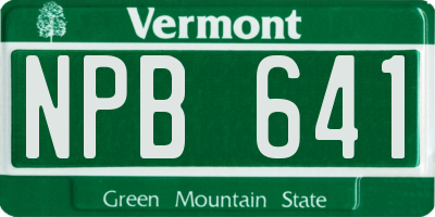 VT license plate NPB641