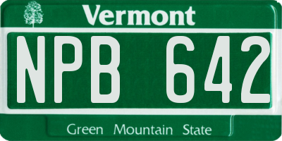 VT license plate NPB642