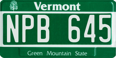 VT license plate NPB645