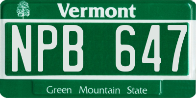 VT license plate NPB647