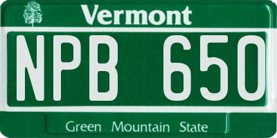 VT license plate NPB650