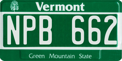 VT license plate NPB662