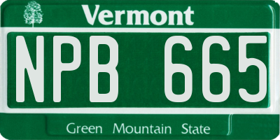 VT license plate NPB665