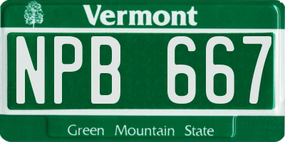 VT license plate NPB667