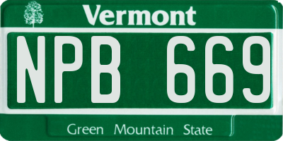 VT license plate NPB669