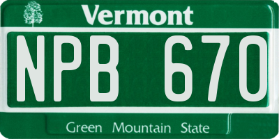 VT license plate NPB670