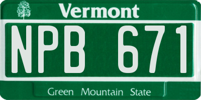 VT license plate NPB671