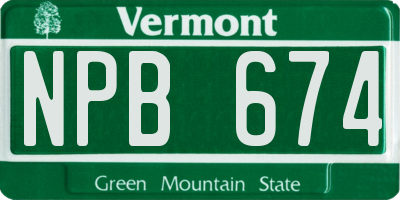 VT license plate NPB674