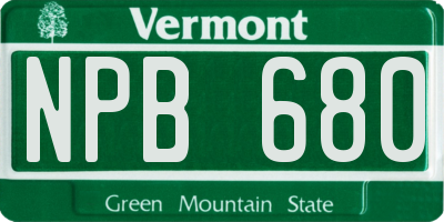 VT license plate NPB680
