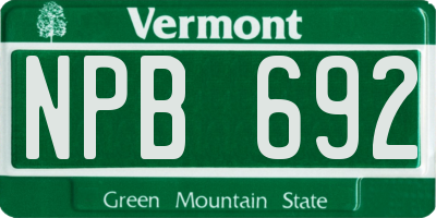 VT license plate NPB692