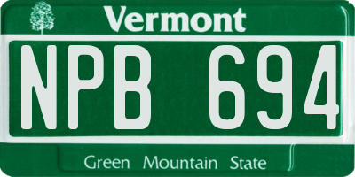 VT license plate NPB694