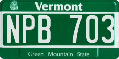VT license plate NPB703