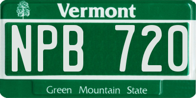 VT license plate NPB720