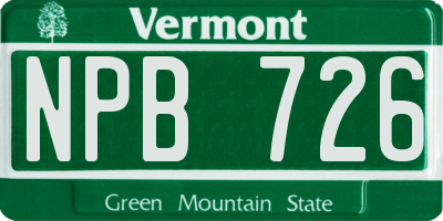 VT license plate NPB726