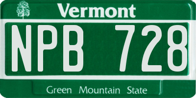 VT license plate NPB728