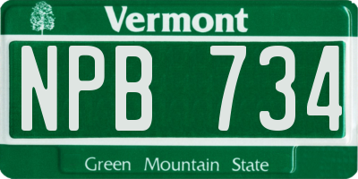 VT license plate NPB734