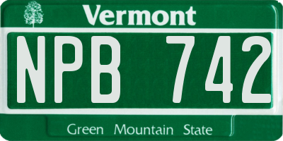 VT license plate NPB742