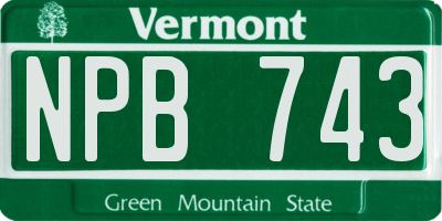 VT license plate NPB743