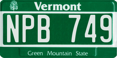 VT license plate NPB749