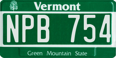 VT license plate NPB754
