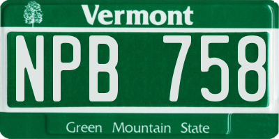 VT license plate NPB758