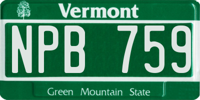VT license plate NPB759