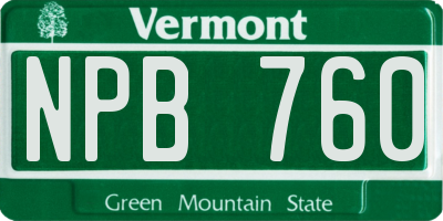 VT license plate NPB760