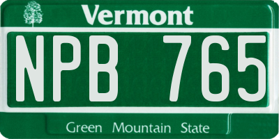 VT license plate NPB765