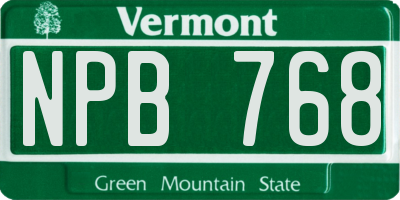 VT license plate NPB768