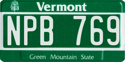 VT license plate NPB769