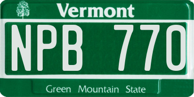 VT license plate NPB770