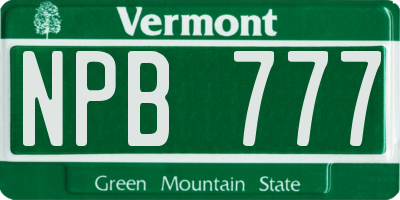 VT license plate NPB777