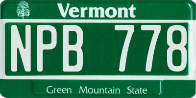 VT license plate NPB778