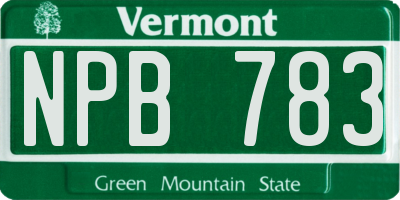 VT license plate NPB783