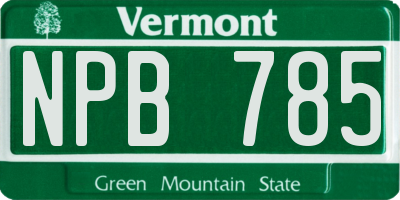 VT license plate NPB785