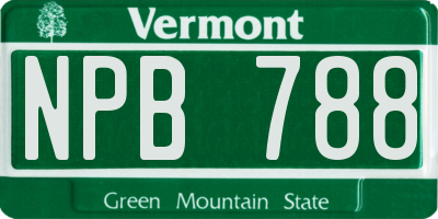 VT license plate NPB788