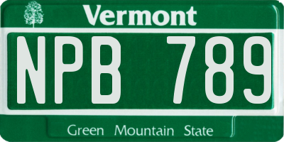VT license plate NPB789