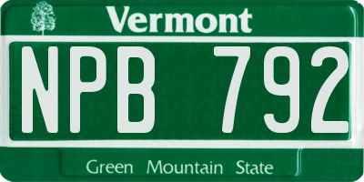 VT license plate NPB792